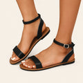 One-Strap Flat Buckle Sandals  Product Description