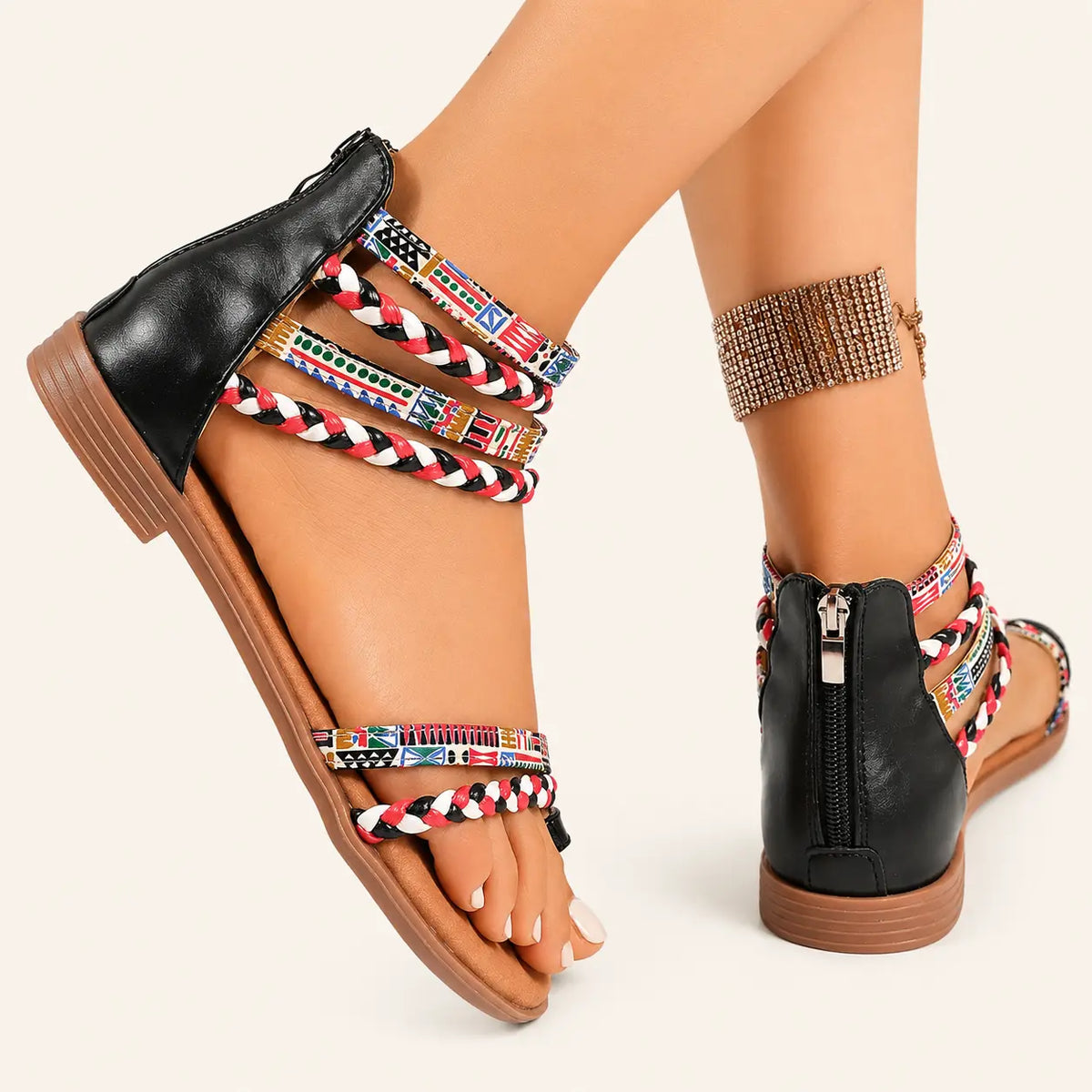 Bohemian Flat Woven Strap Sandals