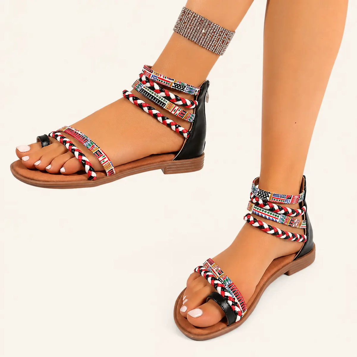 Bohemian Flat Woven Strap Sandals